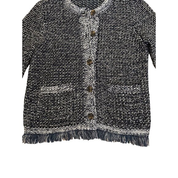 Women's Black and White Tweed Sweater - Picture 10 of 12